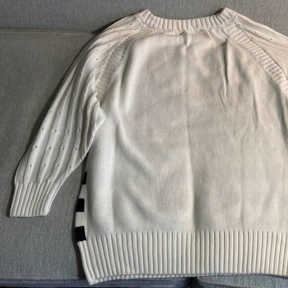 Woman's Fish Ocean Sweater White Large 100% Cotton Colorful Sea Life New - Picture 6 of 8